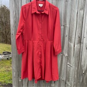Everly L Collared A-Line Red Valentine’s Button-Down Dress